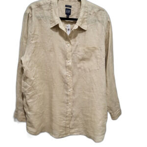 NEW Linen Boyfriend Shirt by Gap - XL